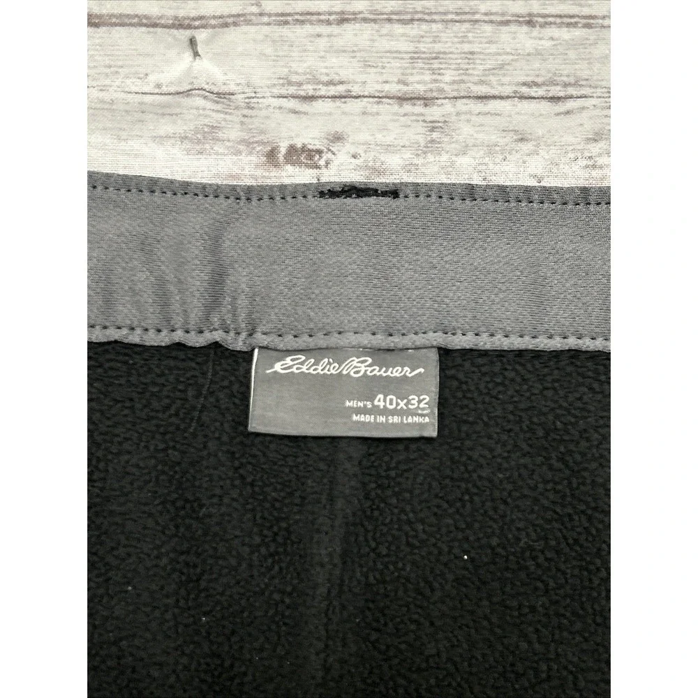 Eddie Bauer Fleece Lined Tech Pant Men's 40x31 Black Straight Side Zip Pocket